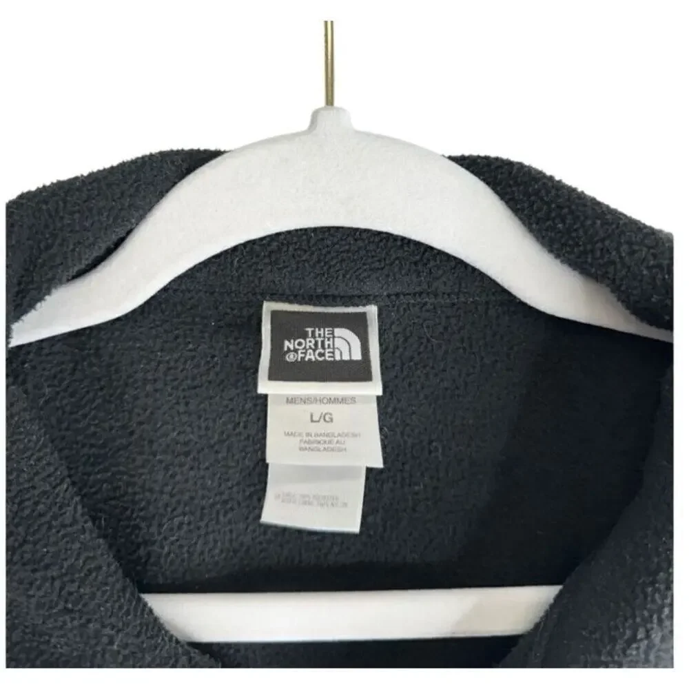 The North Face Jacket Mens Size Large Black Full Zip Fleece Logo Side‎ Pockets